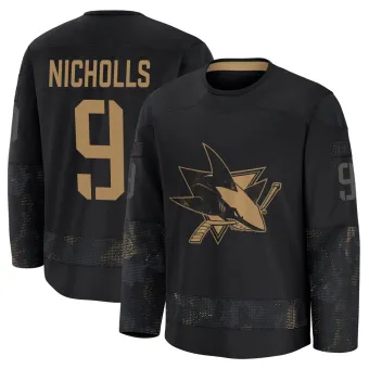 Youth Bernie Nicholls San Jose Sharks 2024 Military Appreciation Practice Jersey - Black Premium